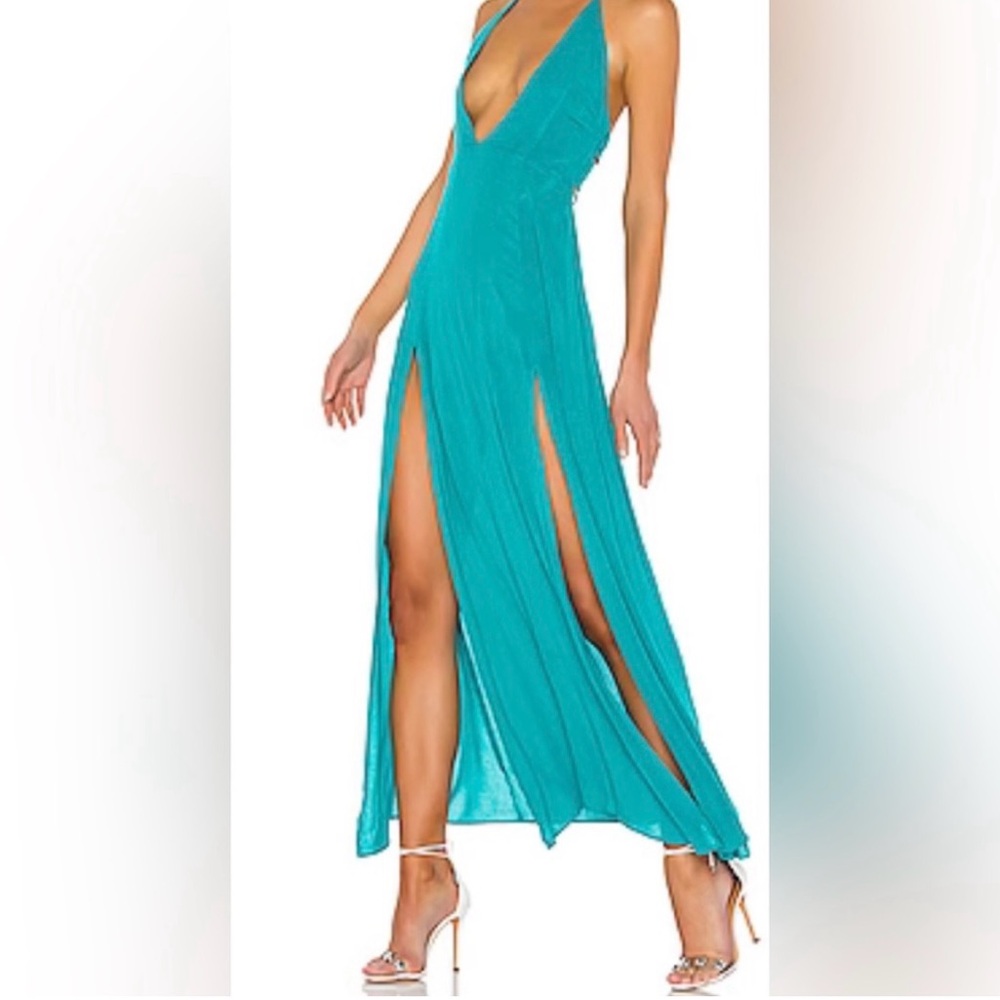 Elegant Teal Halter Maxi Dress